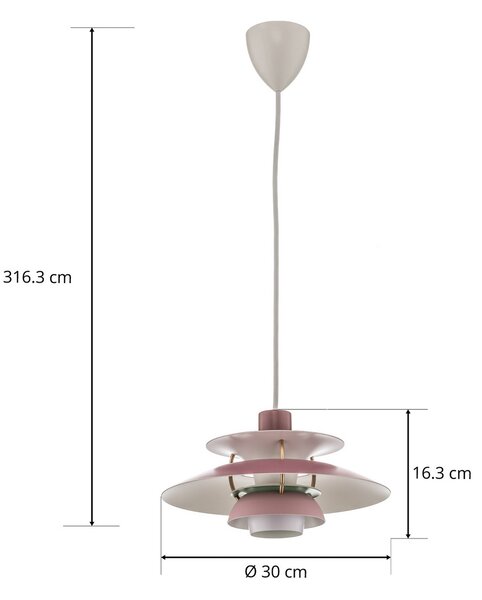 Louis Poulsen Lampă suspendată PH 5 300, roz, 30 cm, reglabil, Roz / Rosé, Camera de zi / sufragerie, Metal, Design