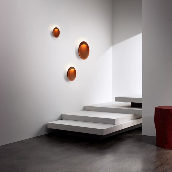 Louis Poulsen Aplică de perete cu LED Flindt, corten, 2.700 K, Ø 20 cm, reglabil, Maro / Rugină, Camera de zi / sufragerie, Aluminiu, Design