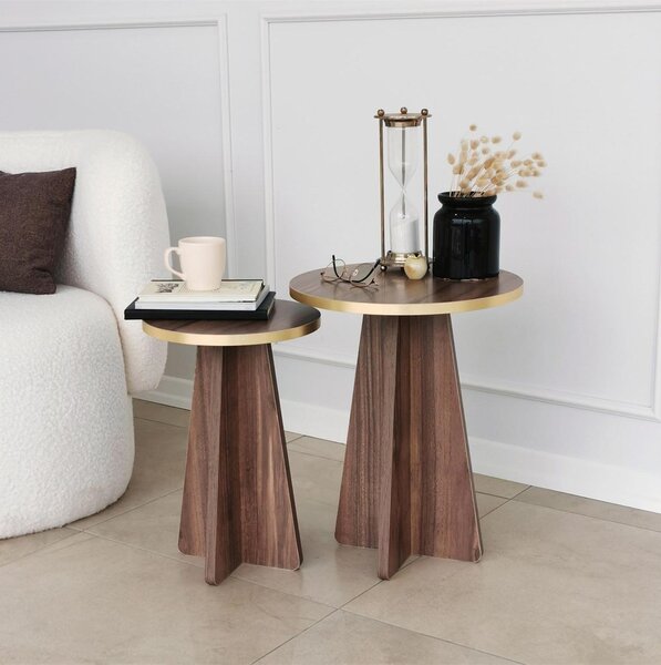 Set 2buc. măsuțe cafea Kabivo 1 (auriu + nuc). 1089598