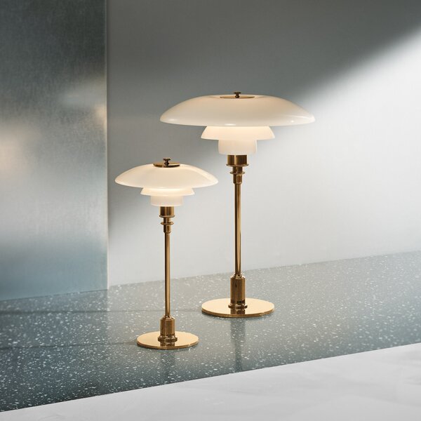 Louis Poulsen PH 2/1 lampă de masă, alamă alb, Auriu / Alamă, Camera de zi / sufragerie, Metal, Design