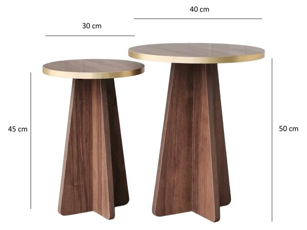Set 2buc. măsuțe cafea Kabivo 1 (auriu + nuc). 1089598