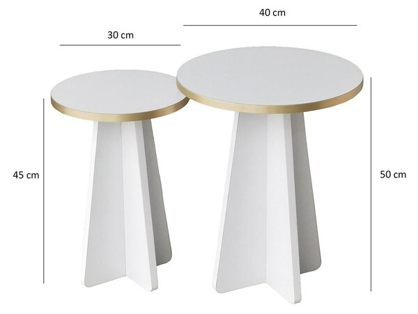 Set 2buc. măsuțe cafea Kabivo 1 (auriu + alb). 1089599