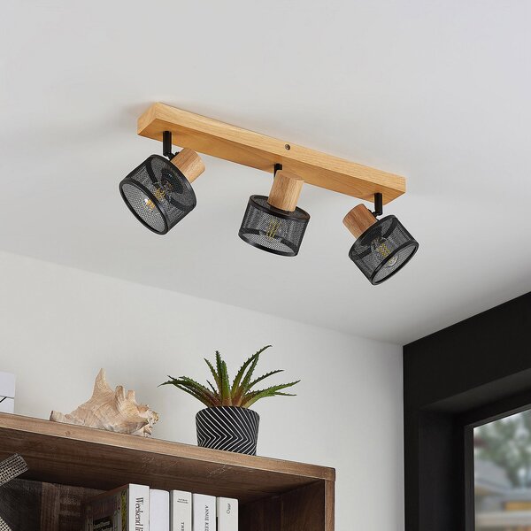 Plafoniere Lindby, Evinora, reglabil, Lemn, Camera de zi, Lemn, Modern