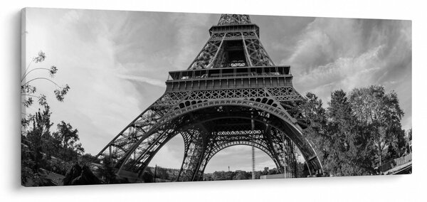 Tablou - Turnul Eiffel, alb-negru (120x50 cm)