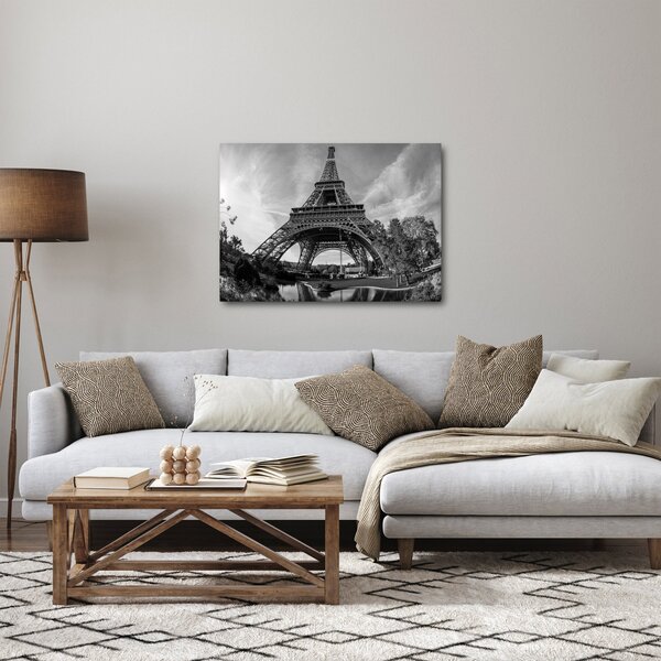 Tablou - Turnul Eiffel, alb-negru (70x50 cm)