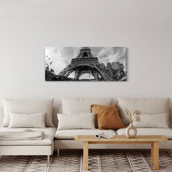 Tablou - Turnul Eiffel, alb-negru (120x50 cm)
