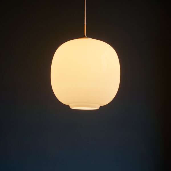 Louis Poulsen Lampă suspendată VL45 Radiohus, Ø 17,5 cm, alb, reglabil, Alb, Camera de zi / sufragerie, Sticlă, Design