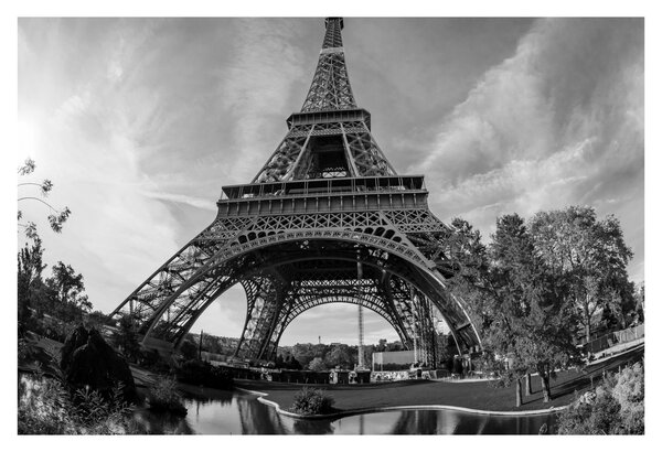Tablou - Turnul Eiffel, alb-negru (90x60 cm)