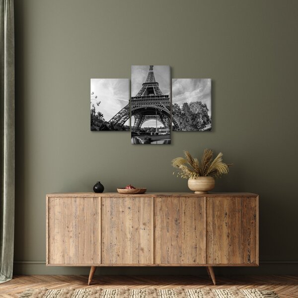 Tablou - Turnul Eiffel, alb-negru (90x60 cm)
