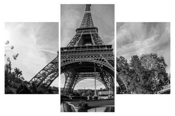 Tablou - Turnul Eiffel, alb-negru (90x60 cm)