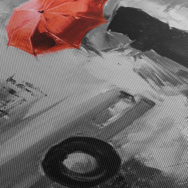 Tablou - Cuplu în dragoste sub o umbrelă, roșu (120x50 cm)