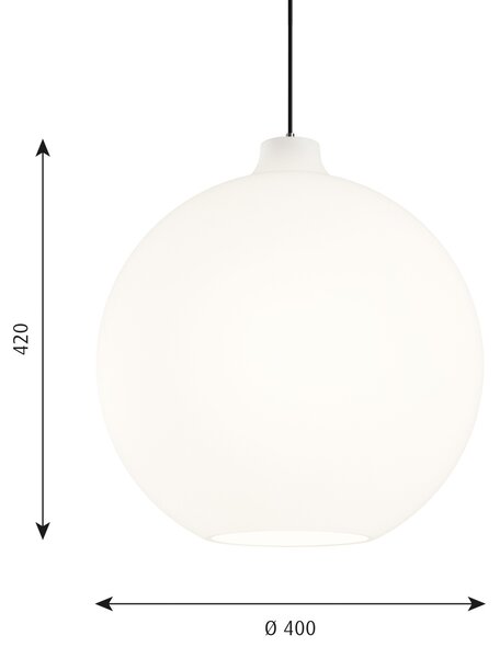 Louis Poulsen Lampă suspendată din sticlă Wohlert, Ø 40 cm, reglabil, Alb, Camera de zi / sufragerie, Sticlă, Design