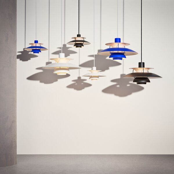 Louis Poulsen PH 5 Mini pendul monocrom albastru, reglabil, Albastru, Camera de zi / sufragerie, Metal, Design