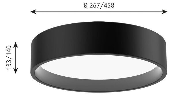 Louis Poulsen LP Circle tavan, Ø 26,7 cm negru, reglabil, Negru, Camera de zi / sufragerie, Metal, Design