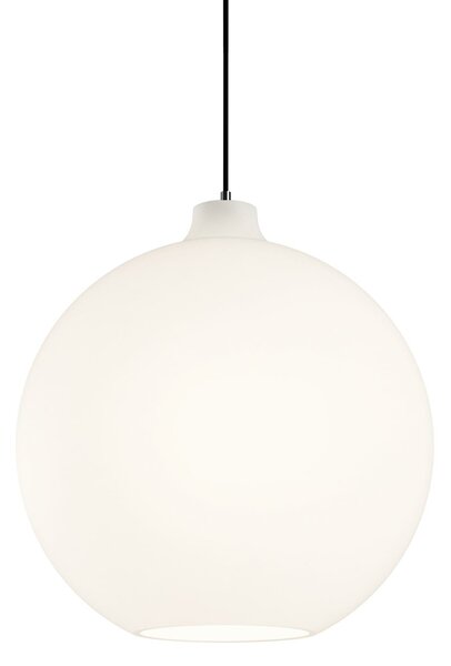 Louis Poulsen Lampă suspendată din sticlă Wohlert, Ø 35 cm, reglabil, Alb, Camera de zi / sufragerie, Sticlă, Design