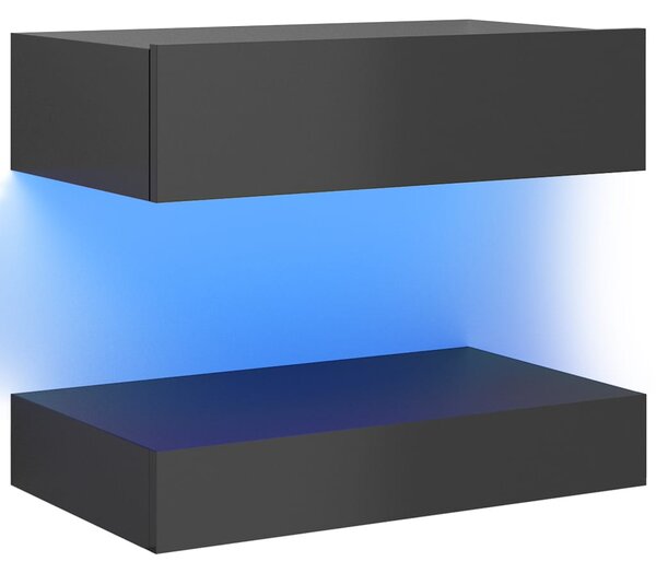 Comodă TV cu lumini LED, gri extralucios, 60x35 cm