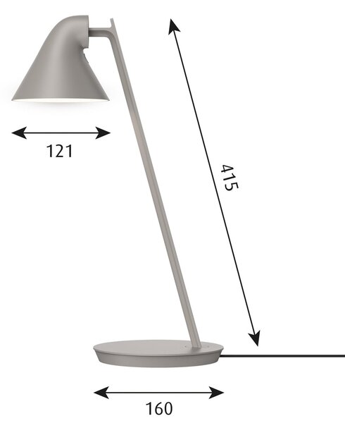 Louis Poulsen NJP Mini lampă masă LED gri deschis, reglabil, Gri, Camera de zi / sufragerie, Metal, Design