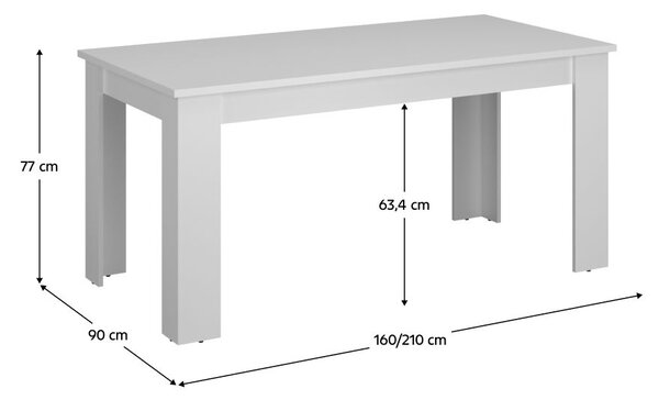Masă de sufragerie extensibilă 160 ERODIO (alb) (pentru 6-8 persoane). 1091459