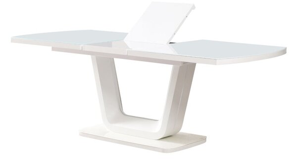 Masă de sufragerie extensibilă 160 OLAF (alb lucios) (pentru 6-8 persoane). 1091460