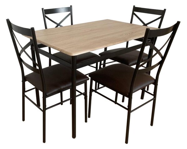 Set sufragerie 1+4 MAREN (stejar sonoma + negru + maro) (pentru 4-6 persoane). 1091467