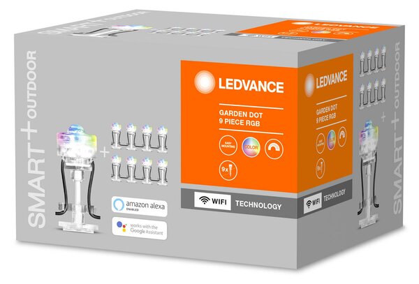 LEDVANCE SMART+ WiFi Garden Dot LED spot de grădină Set 9 bucăți, reglabil, Transparent, Plastic