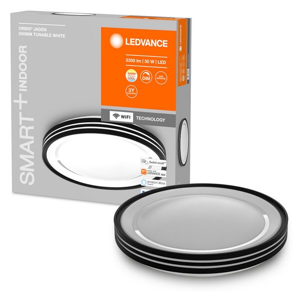 LEDVANCE SMART+ WiFi Orbis Jarden plafonieră 50cm, reglabil, Negru, Hol, Metal, Modern