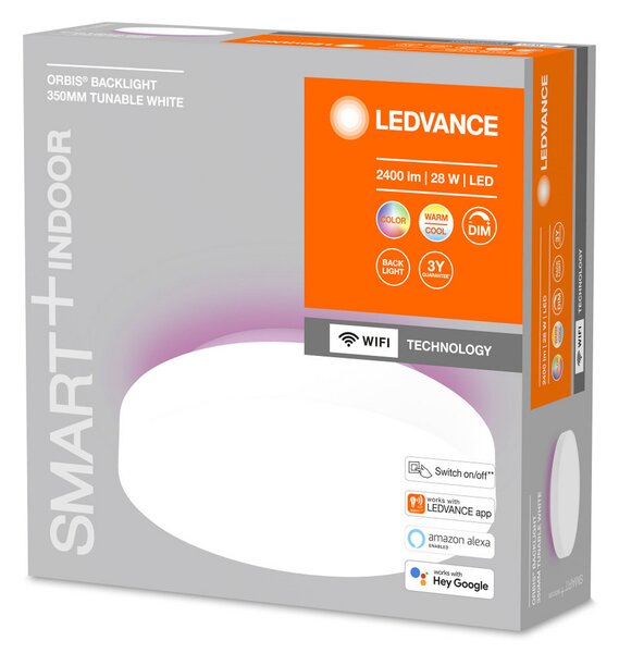 LEDVANCE SMART+ WiFi Orbis Backlight alb Ø 35 cm, reglabil, Alb, Hol, Metal, Modern