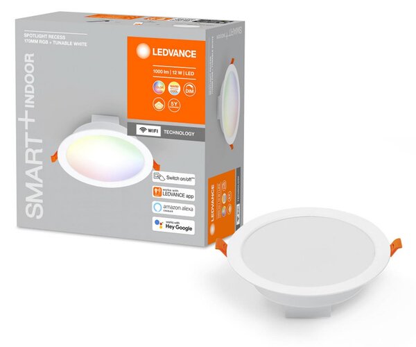 LEDVANCE SMART+ Spot WiFi LED spot de încastrat, 110°, reglabil, Alb, Camera de zi / sufragerie, Plastic, Modern