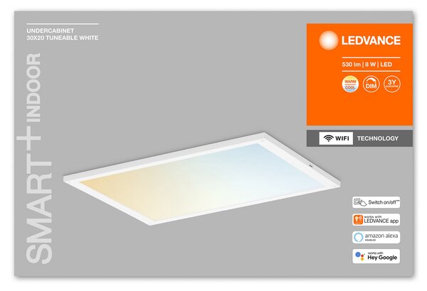 LEDVANCE SMART+ WiFi Undercabinet Panel 30x20cm, reglabil, Alb, Camera de zi / sufragerie, Metal, Modern