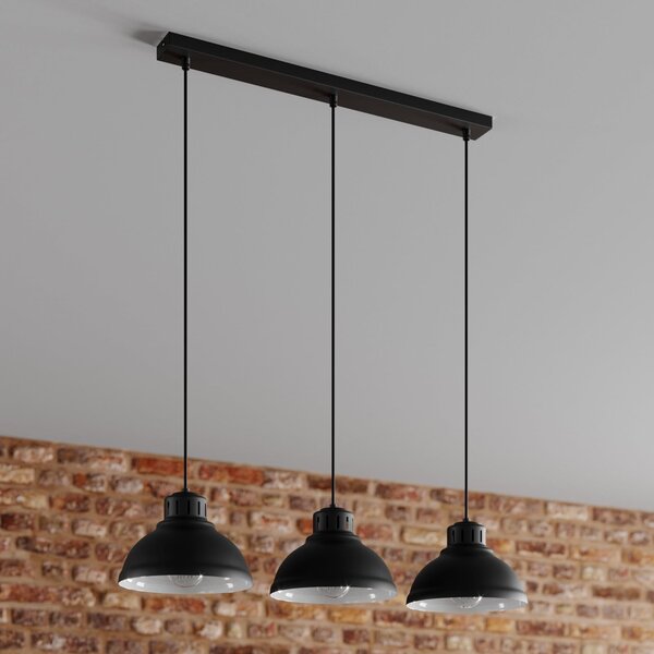 Luminex Lampă suspendată Sven, 3 becuri, negru, reglabil, Negru, Camera de zi / sufragerie, Metal