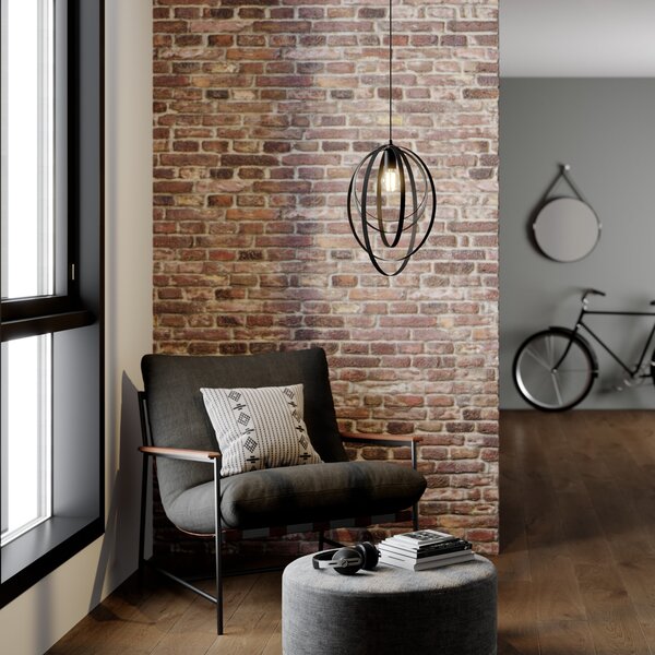Luminex Lampă suspendată Ringo, 1 bec, negru, reglabil, Negru, Camera de zi / sufragerie, Metal, glob