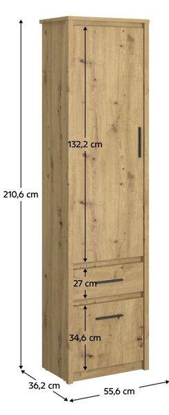 Dulap cu rafturi IRON (stejar artisan). 1091606