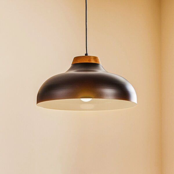 Luminex Lampă suspendată Gus cu abajur metalic, negru, reglabil, Negru, Camera de zi / sufragerie, Metal, Modern