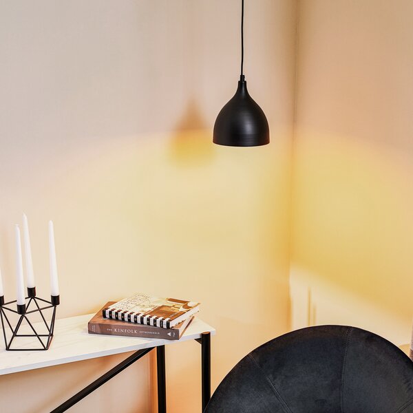 Luminex Lampă suspendată Nanu din metal negru cu 1 bec, reglabil, Negru, Camera de zi / sufragerie, Metal, Modern