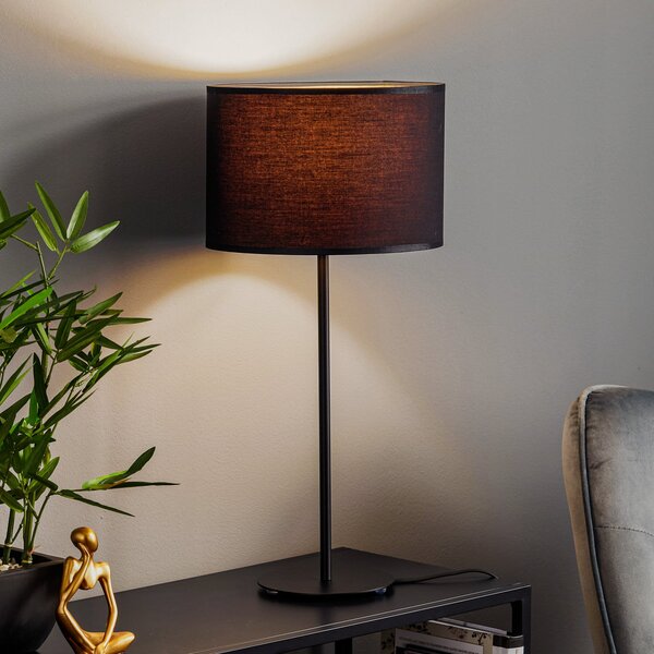 Luminex Lampa de masă Soho, cilindrică 56 cm negru/auriu, Negru, Camera de zi / sufragerie, Țesătură / Textil, Modern