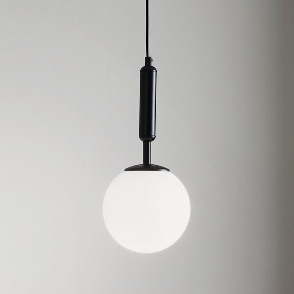 Luminex Lampă suspendată Nalo, 1 bec, negru, reglabil, Negru, Camera de zi / sufragerie, Metal, Modern, glob