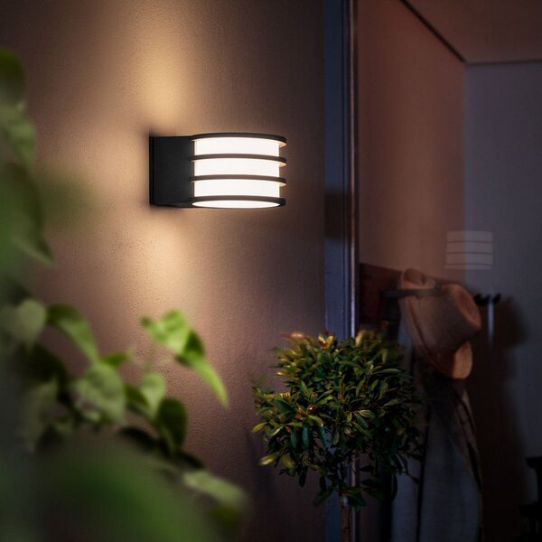Lampă de Exterior Philips Hue, Philips Hue Lucca, reglabil, Negru, Metal, Modern
