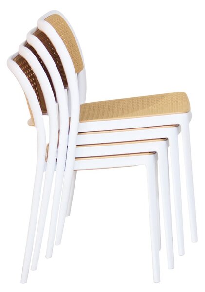 Scaun de sufragerie RAVIN (alb + Bej). 1091681