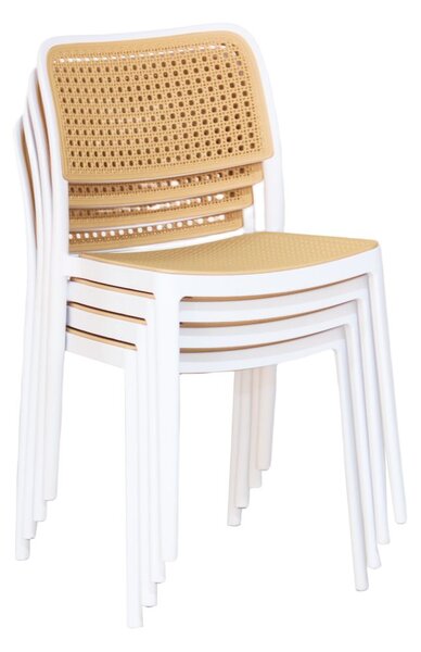 Scaun de sufragerie RAVIN (alb + Bej). 1091681