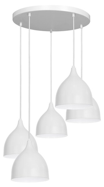 Luminex Lampă suspendată Nanu cu 5 becuri rotundă gri deschis, reglabil, Gri, Camera de zi / sufragerie, Metal