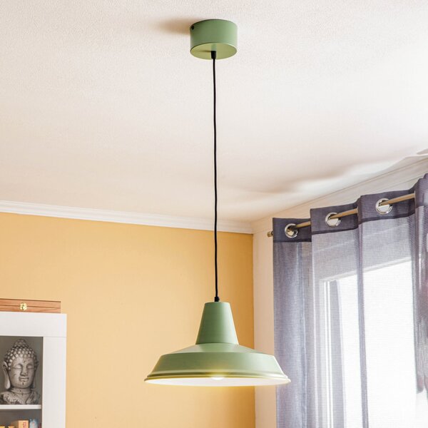 Luminex Lampă suspendată Class din metal, verde/alb, reglabil, Verde, Bucătărie, Metal