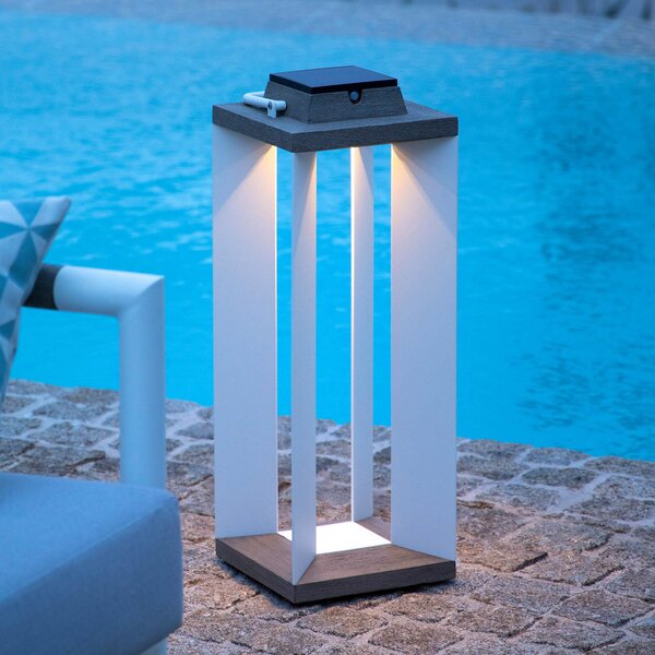 Les Jardins Lanternă solară Teckalu, Duratek/alb, 65.5cm, reglabil, Metal, Felinar