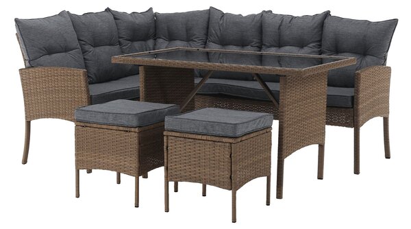 Set mobilier de grădină din ratan RANDA (natural + gri deschis) (pentru 8 și mai multe persoane). 1091735