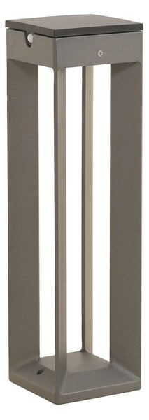 Les Jardins Lampă solară LED Borne cu senzor, 45 cm, gri, reglabil, Gri, Metal, Piedestal pentru exterior