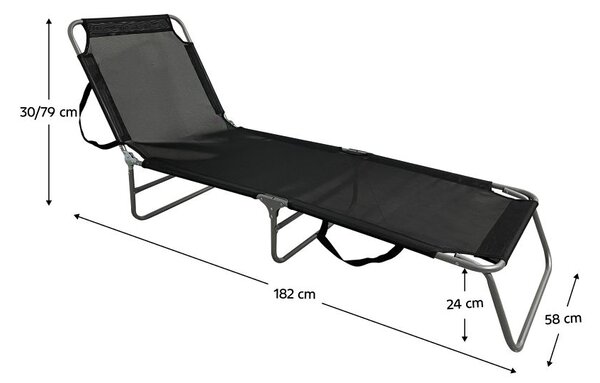 Șezlong de grădină KALEO (negru + gri). 1091728