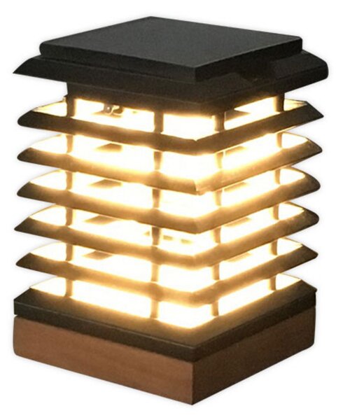 Les Jardins Lampă LED solară de masă Tekura din lemn tec, reglabil, Gri, Lemn