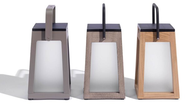 Les Jardins Felinar LED solar Tecka portabil, Duratek 25 cm, reglabil, Lemn, Lemn, Felinar