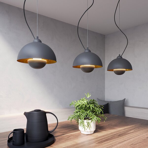 Lustră Pendul Lindby, Gretja, reglabil, Negru, Camera de zi, Metal, Modern