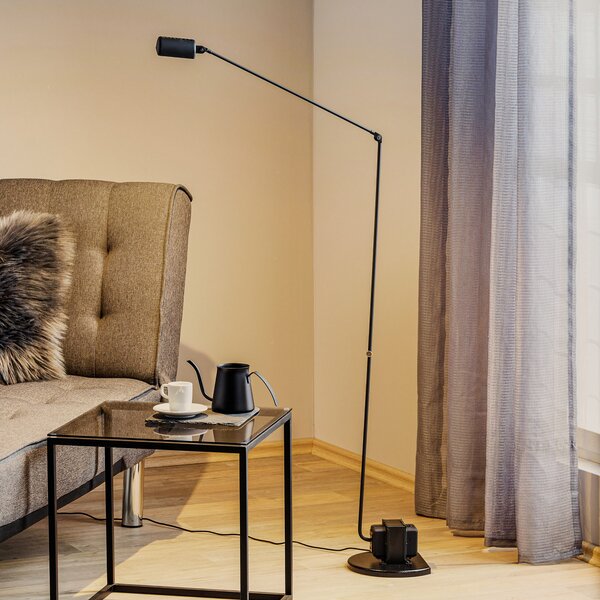 Lumina Daphine Lampă de podea cu LED 3.000K, negru, reglabil, Negru, Studiu / Birou, Metal, Modern