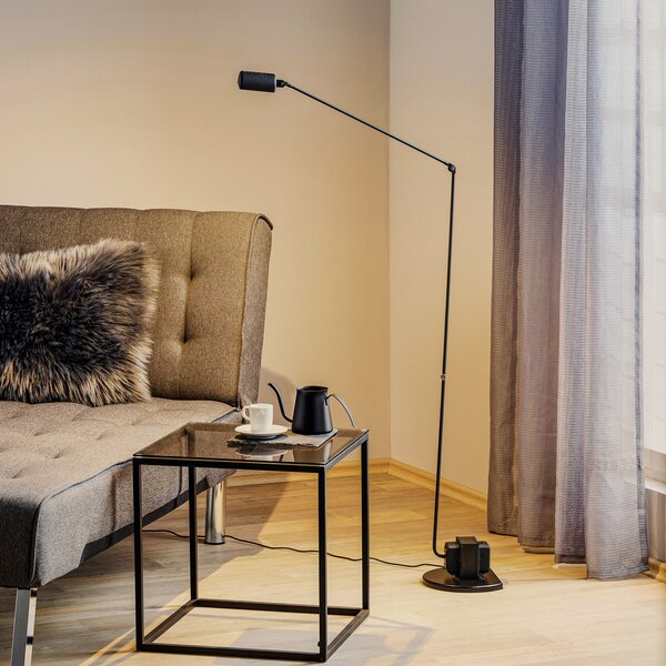 Lumina Daphine Lampă de podea cu LED 3.000K, negru, reglabil, Negru, Studiu / Birou, Metal, Modern